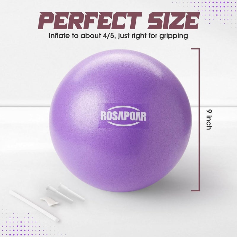 ROSAPOAR Small Exercise Ball - 9 Inch Mini Pilates Ball, Anti-Burst Yoga Ball for Stretching & Core Strength Workout, Physical Therapy & Yoga at Home Gym & Office - Image 2